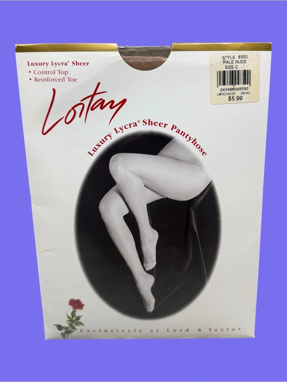 Vtg Lortay Lord & Taylor Luxury Lycra Sheer Control Top Pantyhose Pale Nude C